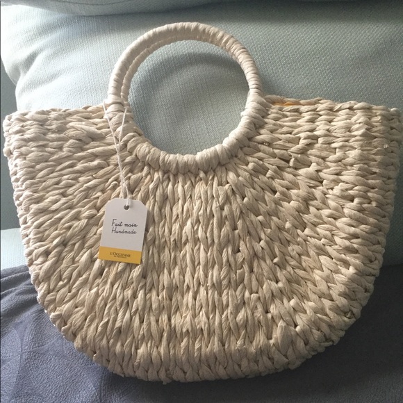 L’Occitane Handbags - NWT L’Occitane straw bag, raffia w handles, lined